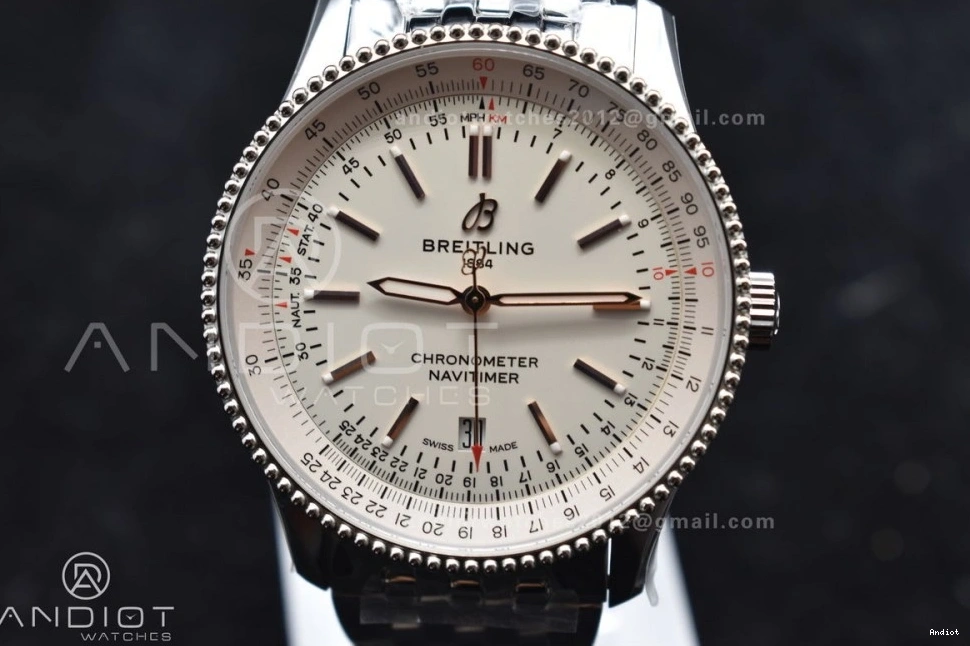 V7F SS 1 Navitimer White A2824 RG SS Dial 1:1 on Bracelet Edition Best Bezel 0115